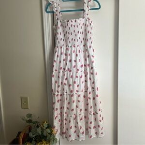 J. Crew White Dress with strawberries Pattern